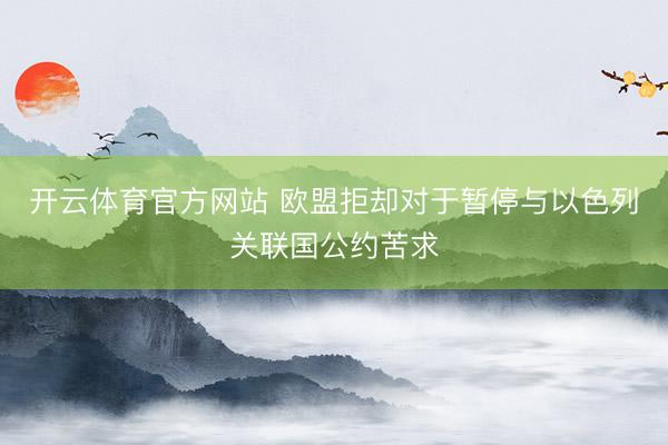 开云体育官方网站 欧盟拒却对于暂停与以色列关联国公约苦求